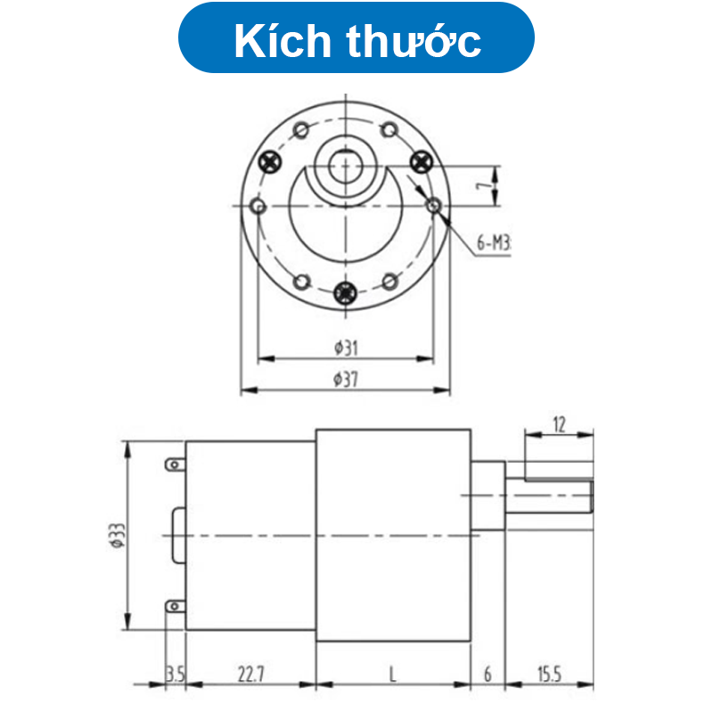 Động cơ giảm tốc JGB37-520, 6/12/24V nhiều tốc độ