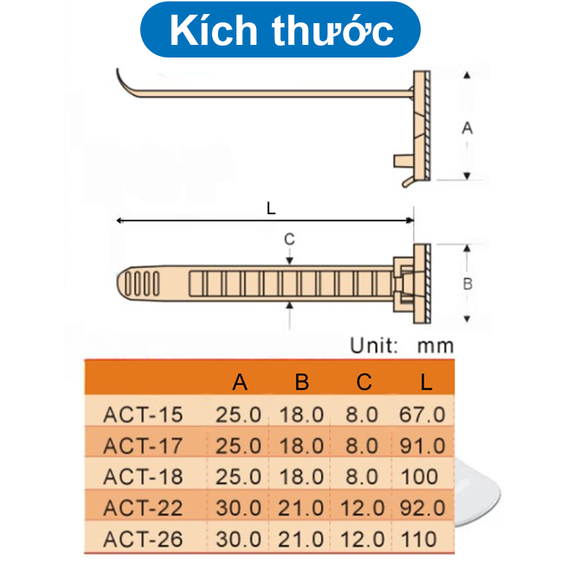 (10 cái) Kẹp rút giữ dây ACT trắng/đen có keo dán 3M 1600T