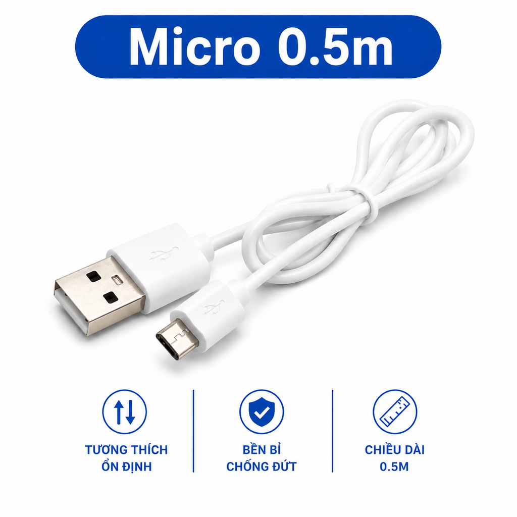 Dây cáp sạc cho thiết bị công suất thấp không truyền dữ liệu cổng type C / Micro B