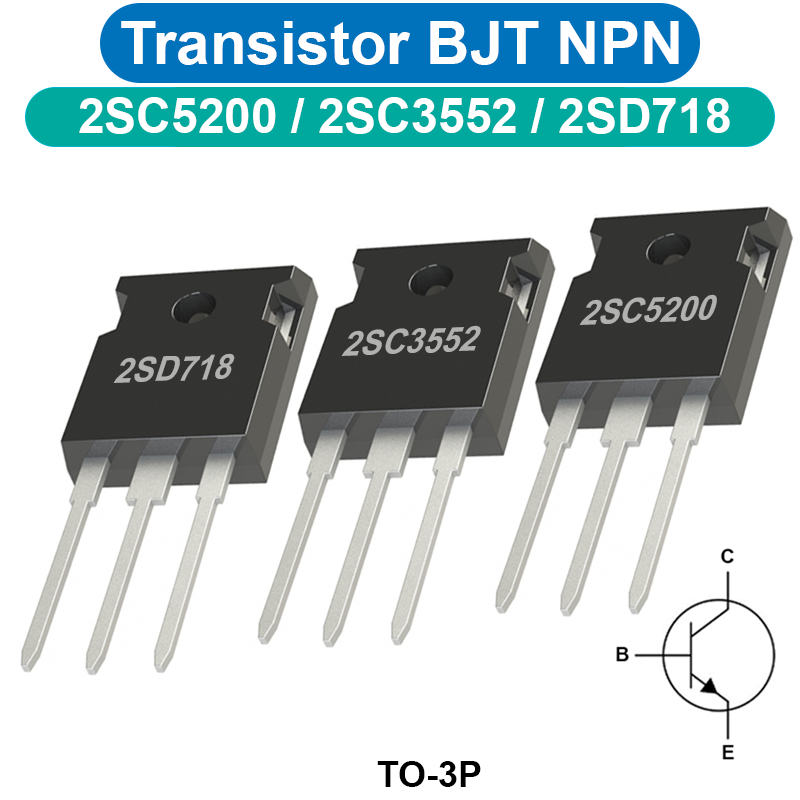 Transistor BJT NPN 2SC5200 / 2SC3552 / 2SD718 chân cắm TO-3P