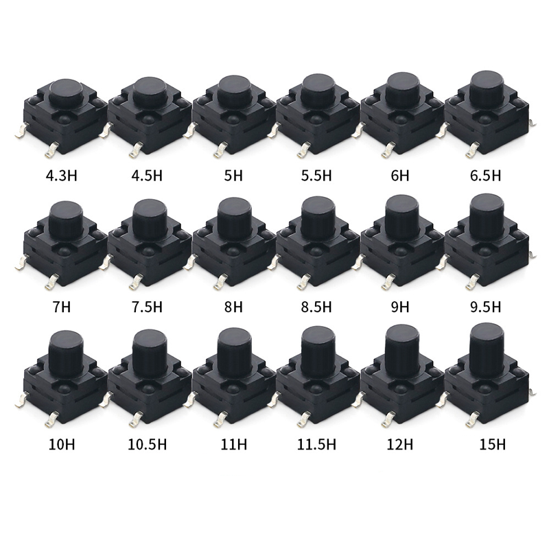 (10 cái) Nút nhấn 6x6mm chống thấm 4 chân dán SMD cao 4.3 - 15mm