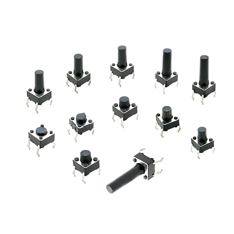 (10 cái) Nút nhấn 6x6mm 4 chân cắm DIP cao 4.3 - 15mm