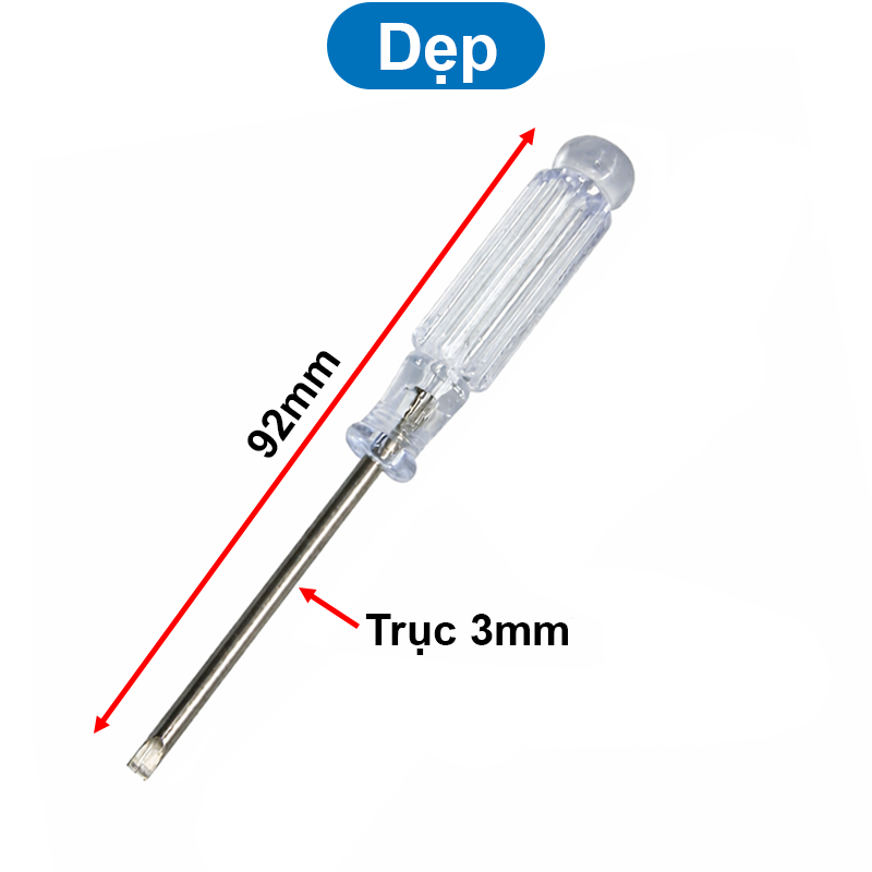 (50 cái) Tua vít dẹp, pake 3mm trong dài 9.2cm