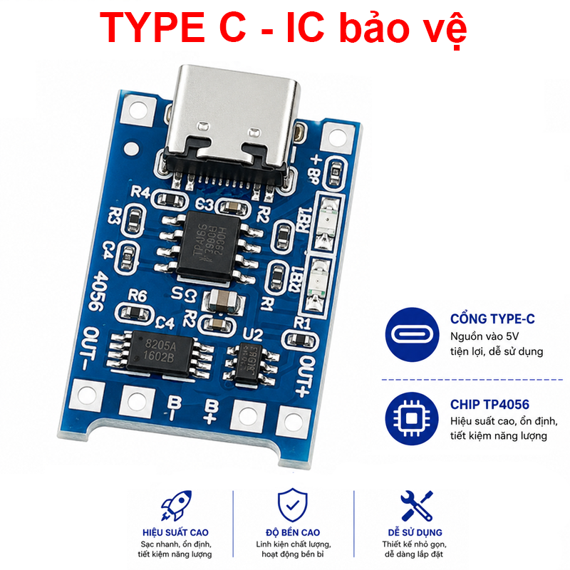 (Giá Sỉ) Mạch Sạc Pin TP4056 cổng USB micro B / Type C (Có / Không IC bảo Vệ )