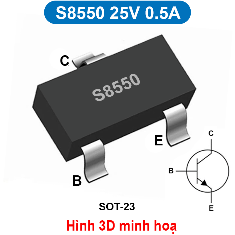 (10 con) Transistor BJT PNP dán SS850, SS8550, A1015, BC807, MMBT3906