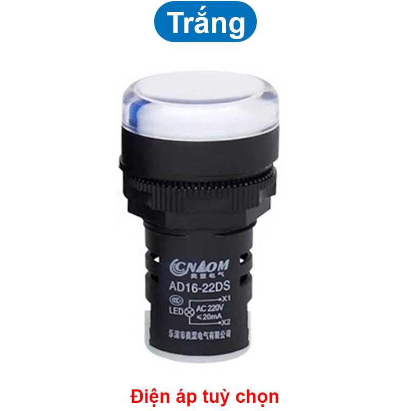 Đèn báo AD16-22DS lỗ khoét 22mm điện áp 12V, 24V, 220VAC, 380VAC