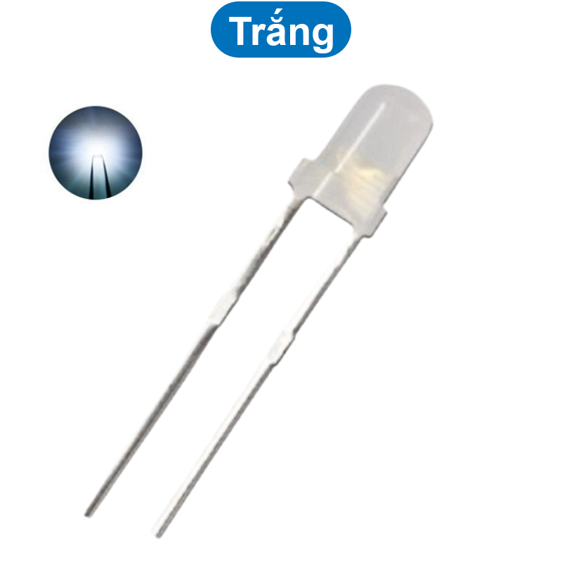 (20 Con) LED 3mm đục (đỏ/trắng/vàng/xanh lá/xanh dương)