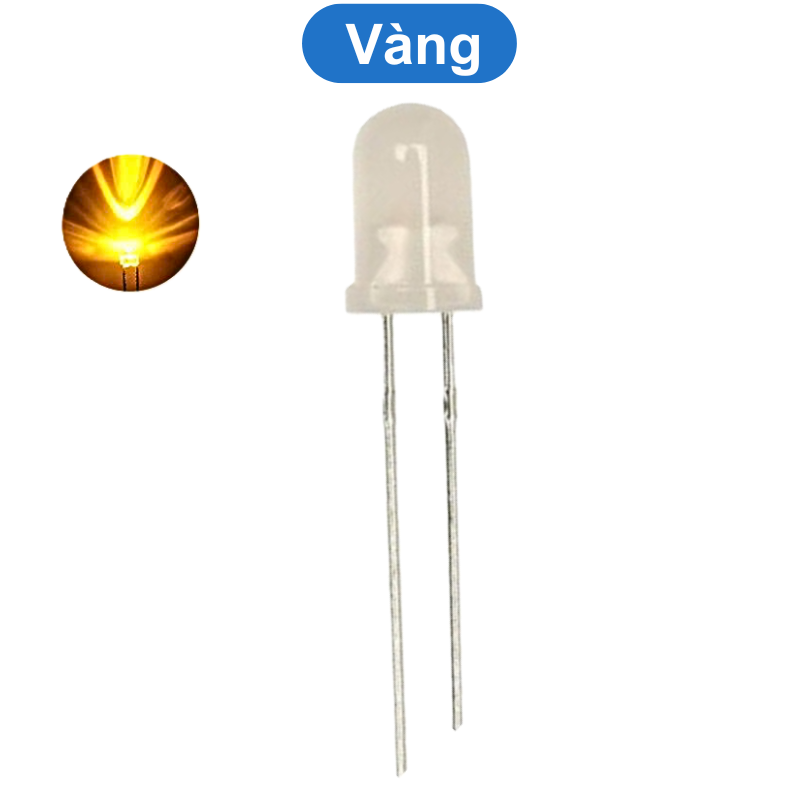 (20 Con) LED 5mm đục (đỏ/trắng/vàng/xanh lá/xanh dương)