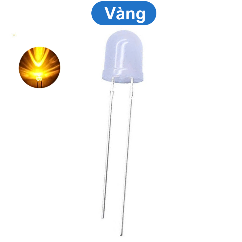 (5 Con) LED 10mm đục (đỏ/trắng/vàng/xanh lá/xanh dương)