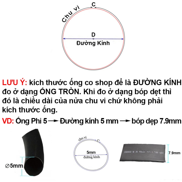 Ống co nhiệt, ống gen cách điện, ống bọc dây điện 1-22mm