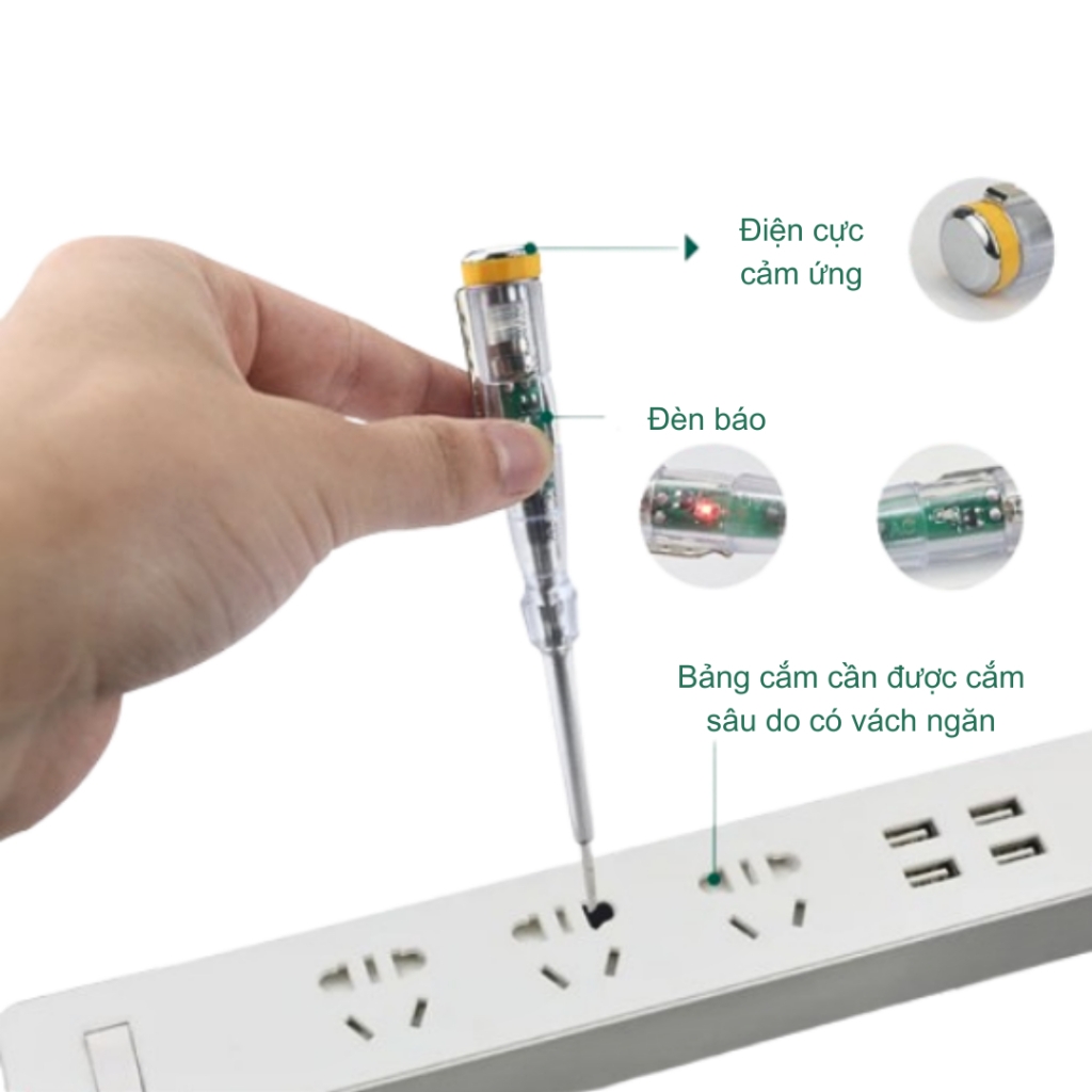 Bút thử điện cảm ứng thông minh đèn led đo thông mạch/dây điện đứt ngầm