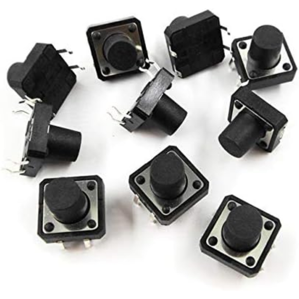 (5 cái) Nút nhấn 12x12mm 4 chân cắm đứng cao 4.3 - 20mm