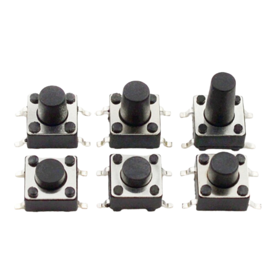 (5 cái) Nút nhấn 12x12mm 4 chân dán cao 4.3 - 12mm