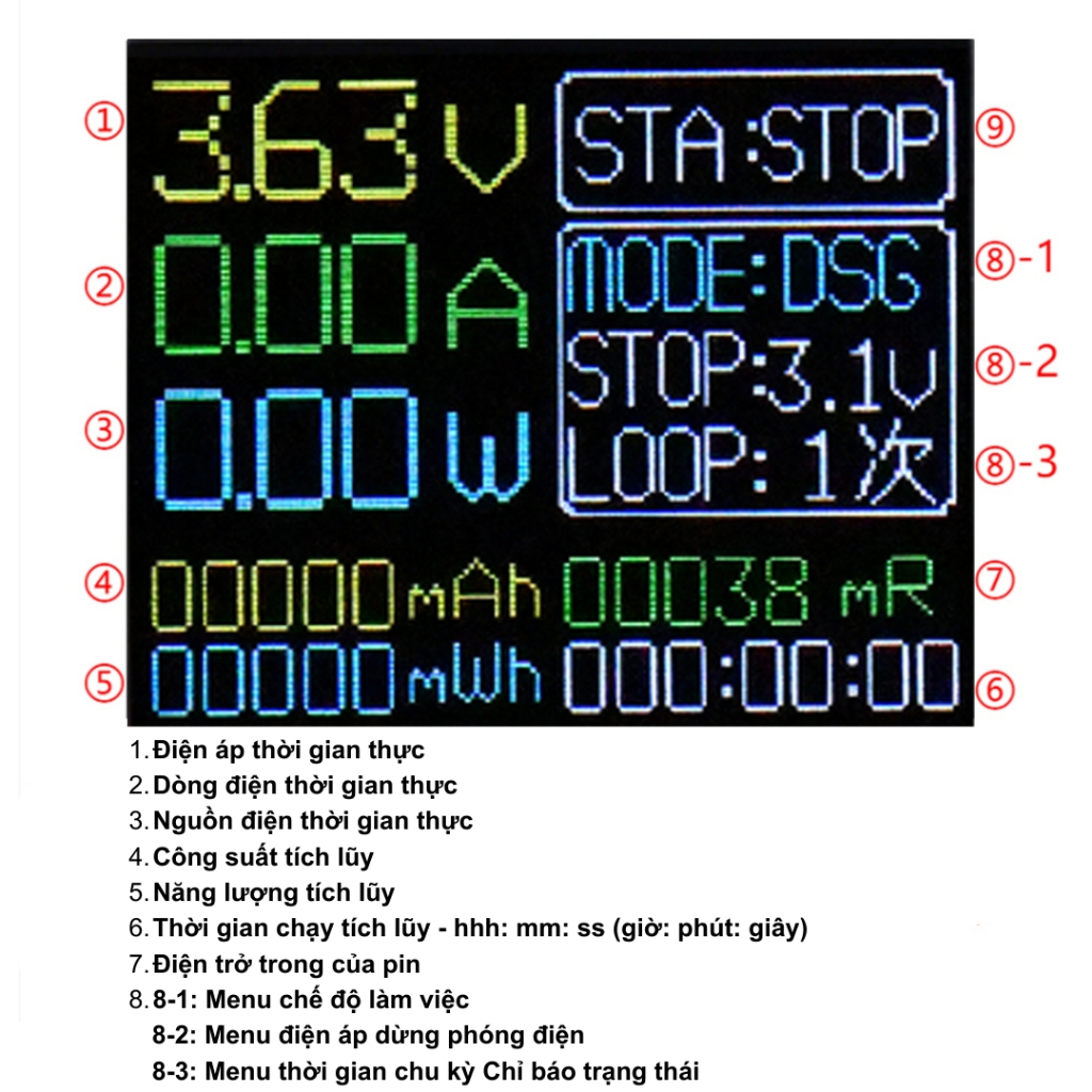 Mạch kiểm tra dung lượng pin 18650, có đế pin - màn hình LCD