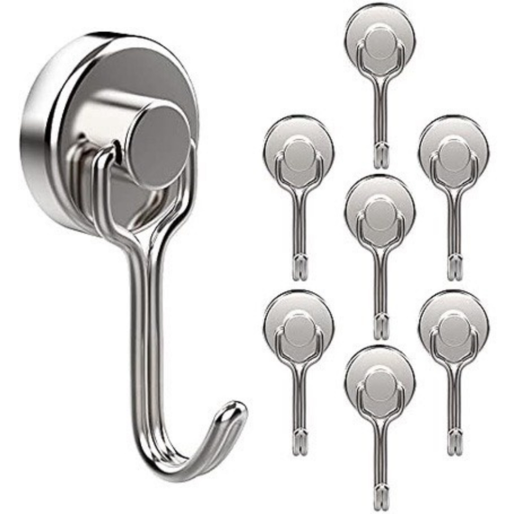 Nam châm đất hiếm móc treo quay 360 độ, lực từ siêu mạnh, mạ niken màu bạc sáng không gỉ