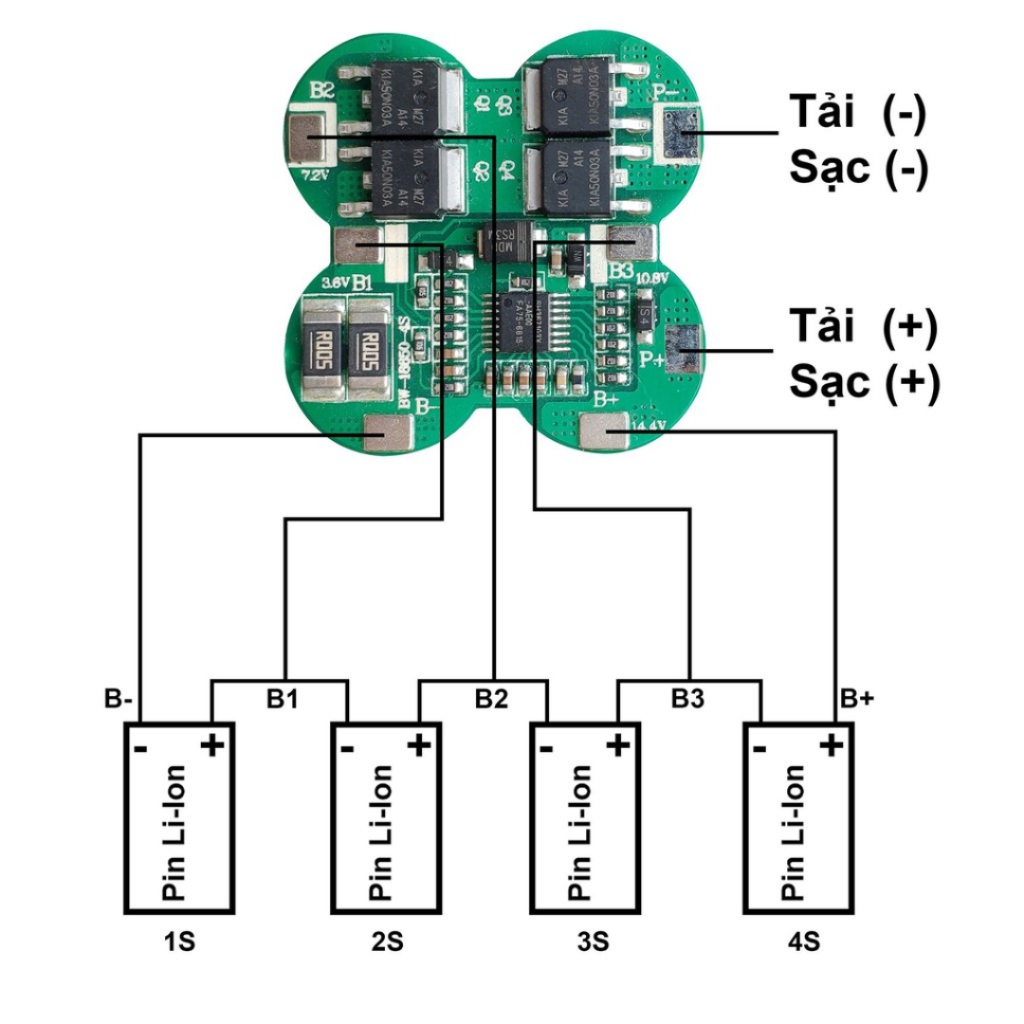 Mạch bảo vệ pin lithium 18650 4s 16.8V nhiều hình dạng hỗ trợ các khối pin