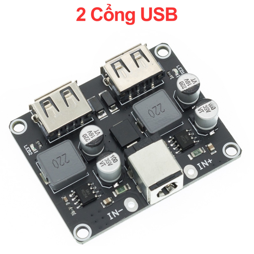 Mạch hạ áp 10 - 32V xuống 5V tối đa 24W chế sạc điện thoại, hỗ trợ sạc nhanh 1 - 4 cổng