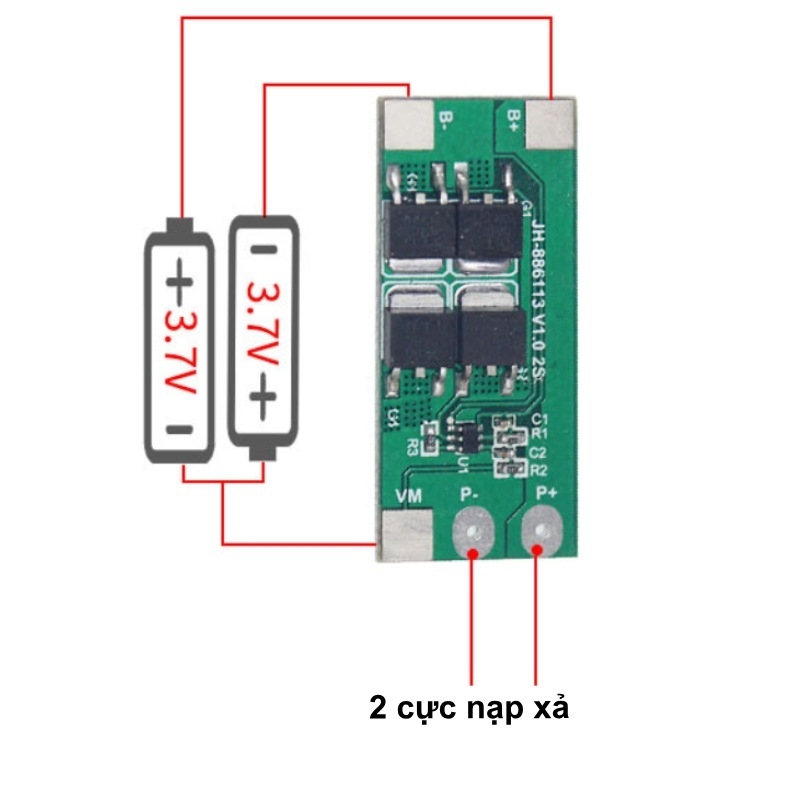 Mạch bảo vệ pin sắt LifePo4 2S 6.4V công suất lớn có sẵn kẽm hàn
