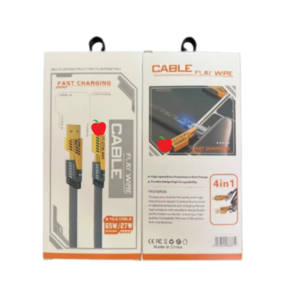 Cáp sạc nhanh 4 đầu 65W Cổng C - IP, C - C, USB - C, USB - IP đa năng 4 Trong 1 hỗ trợ sạc nhanh riện lợi