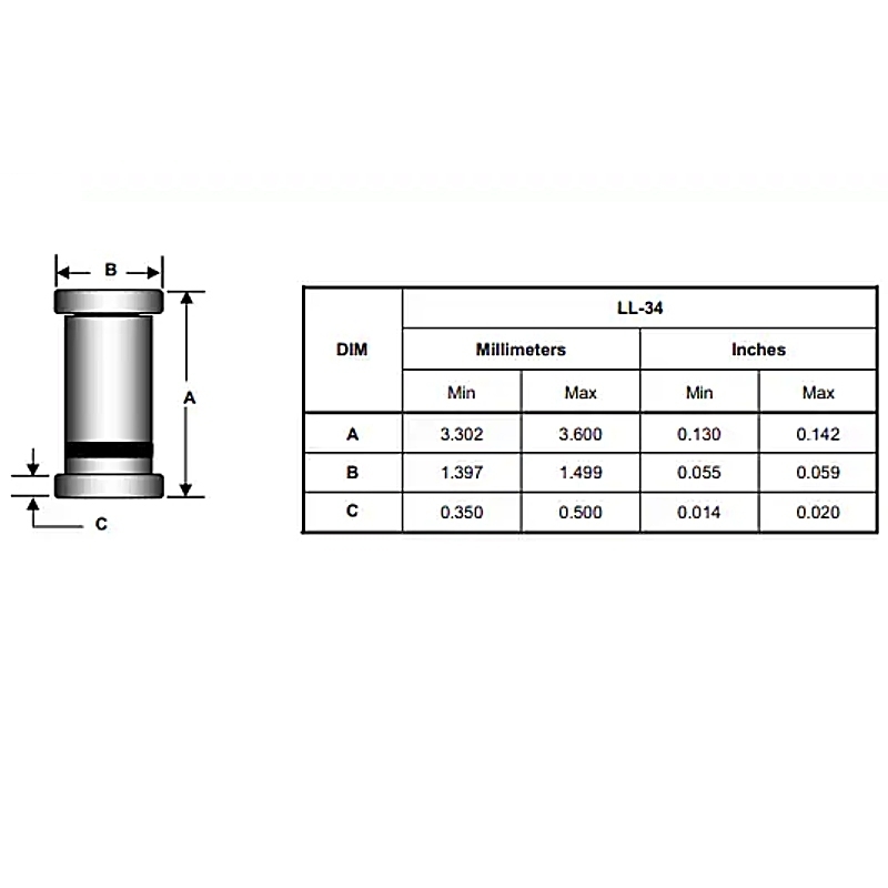 (5 con) Diode Schottky chân dán LL34 30V 200mA