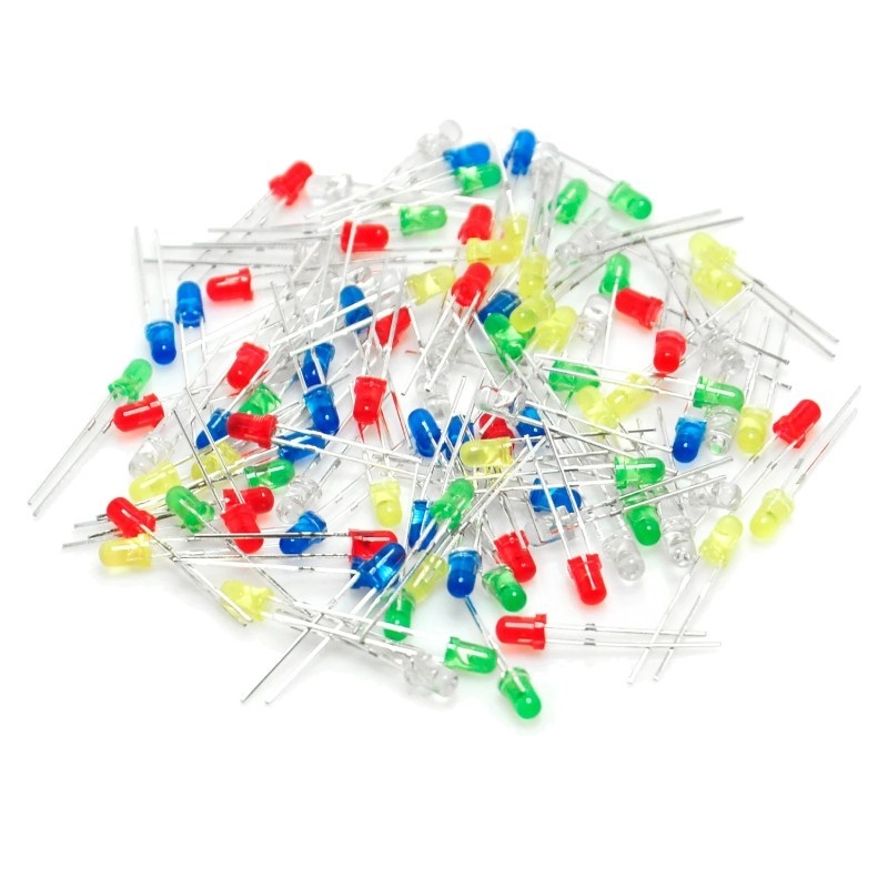 (20 Con) LED 3mm màu (đỏ/vàng/xanh lá/xanh dương)