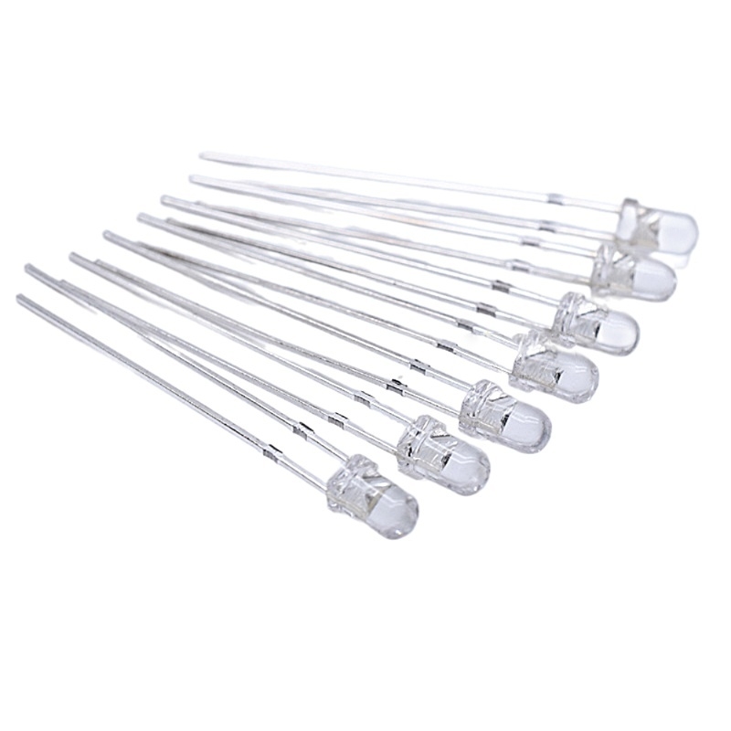 (20 Con) LED 3mm trong suốt (đỏ/trắng/vàng/xanh lá/xanh dương)