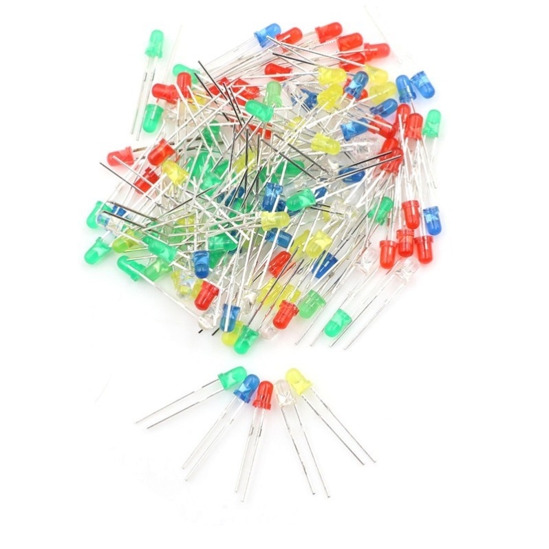(20 Con) LED 5mm màu (đỏ/vàng/xanh lá/xanh dương)