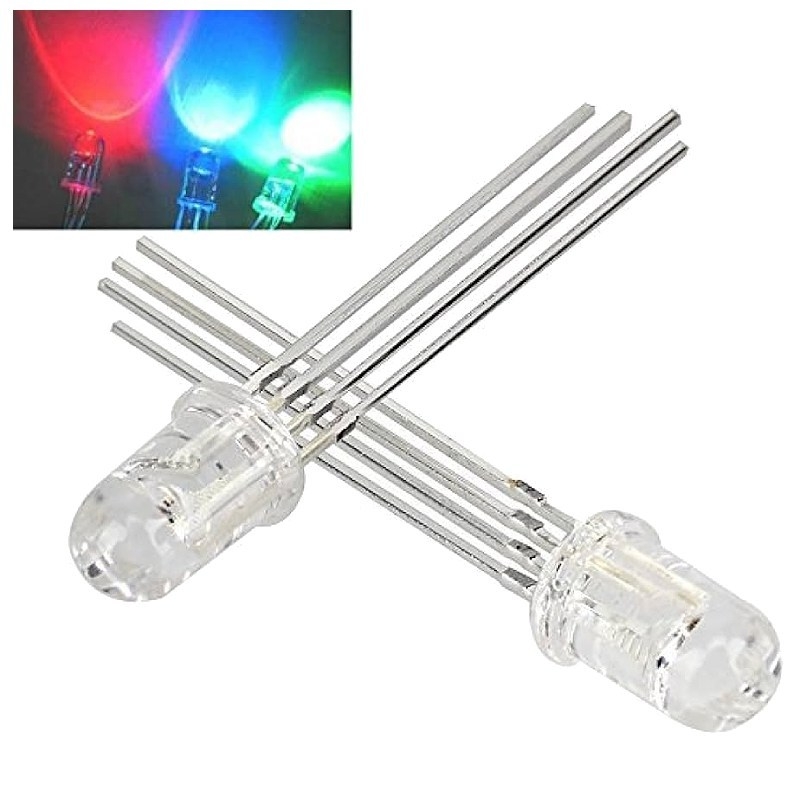 (10 Con) LED RGB 5mm trong suốt âm chung / dương chung