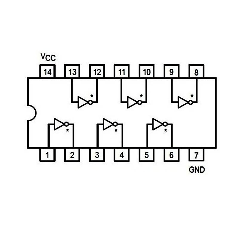 IC Logic cổng NOT nghịch đảo tín hiệu HEX 74LS06, 74HC04 chân cắm / chân dán