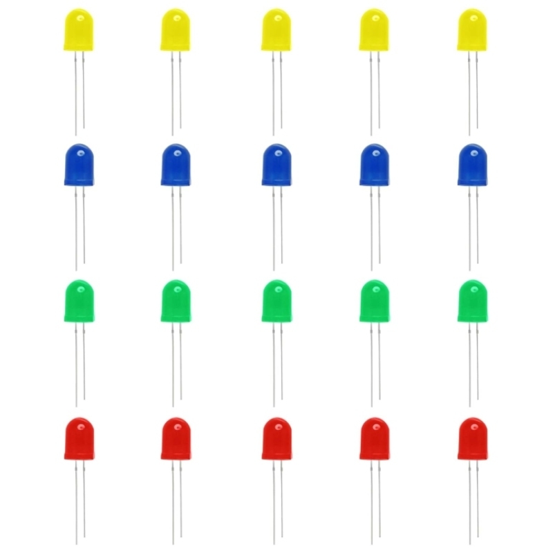 (5 Con) LED 10mm màu (đỏ/vàng/xanh lá/xanh dương)