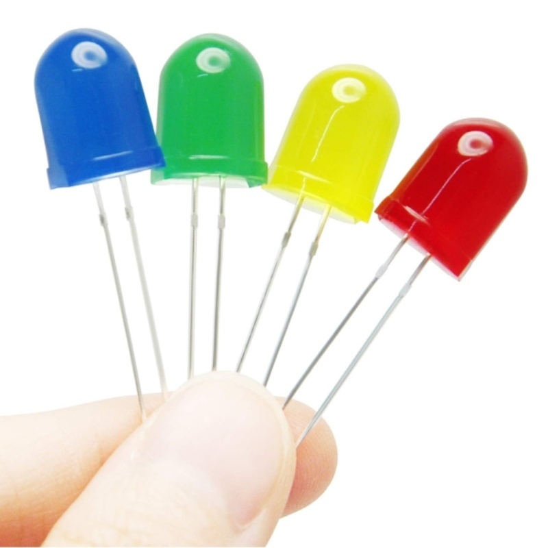 (5 Con) LED 10mm màu (đỏ/vàng/xanh lá/xanh dương)
