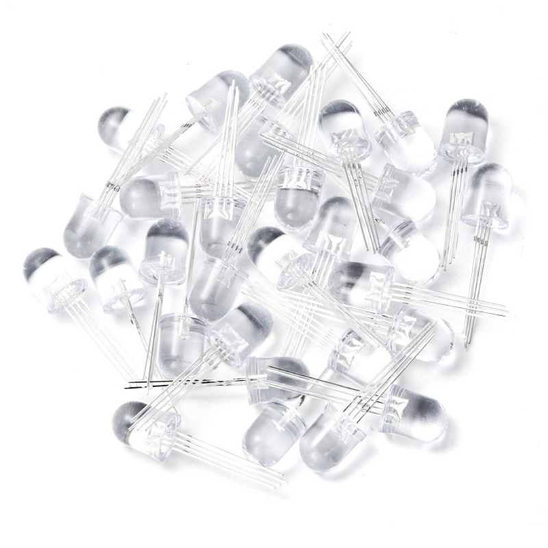(2 Con) LED RGB 10mm trong suốt âm chung / dương chung