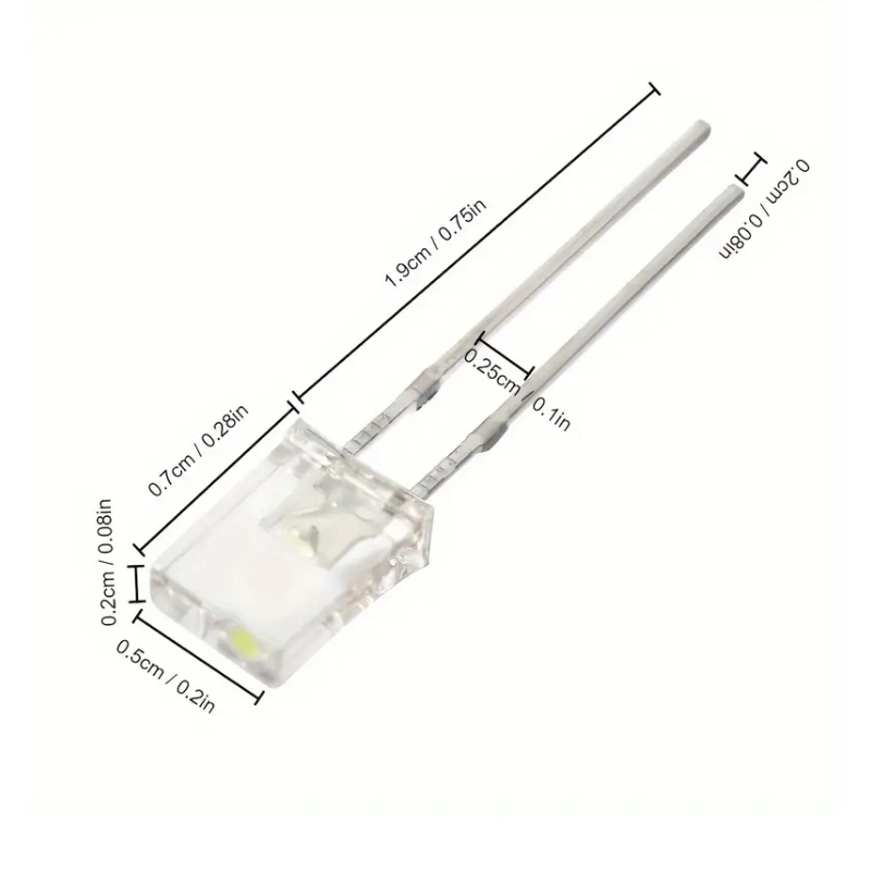 (10 Con) LED vuông 2x5x7mm màu (đỏ/trắng/vàng/xanh lá)