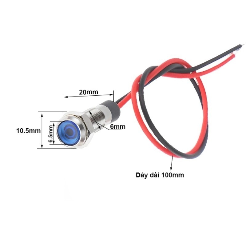 LED vỏ inox nối có chống nước,dây dài 120cm,đường kính ren 6mm
