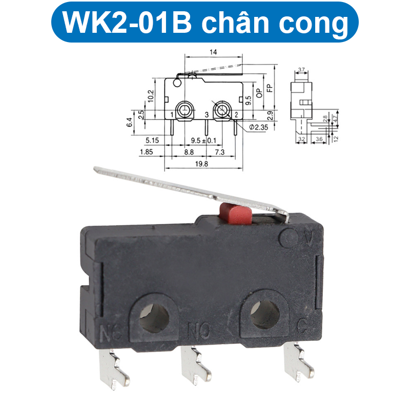 (5 cái) Công tắc hành trình WK2-01, WK3-03, WK3-05 125V 3A hàn dây