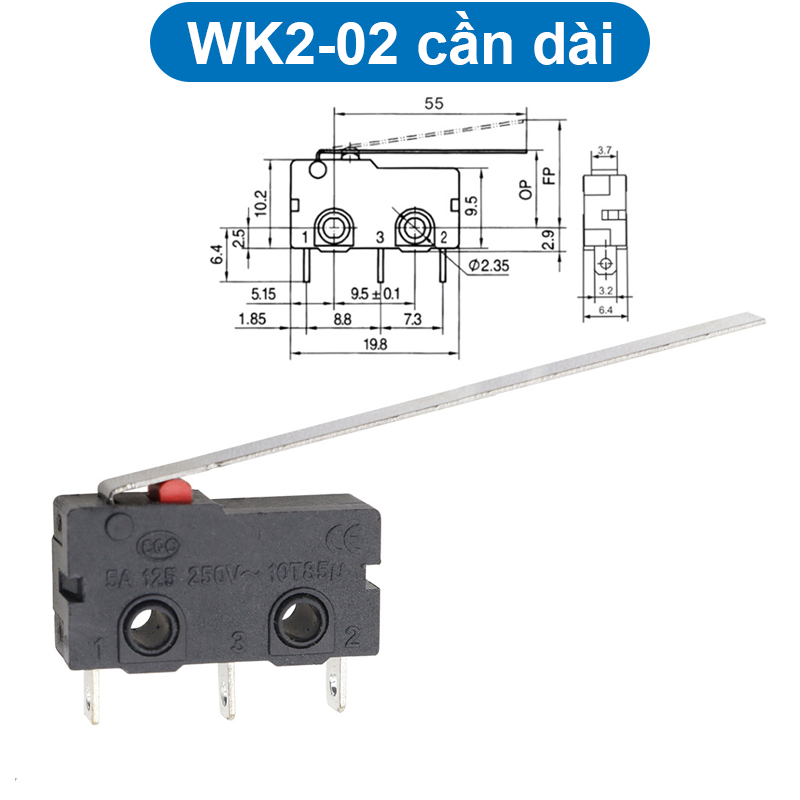 (5 cái) Công tắc hành trình WK2-01, WK3-03, WK3-05 125V 3A hàn dây