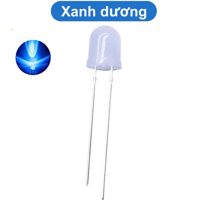(5 Con) LED 10mm đục (đỏ/trắng/vàng/xanh lá/xanh dương)