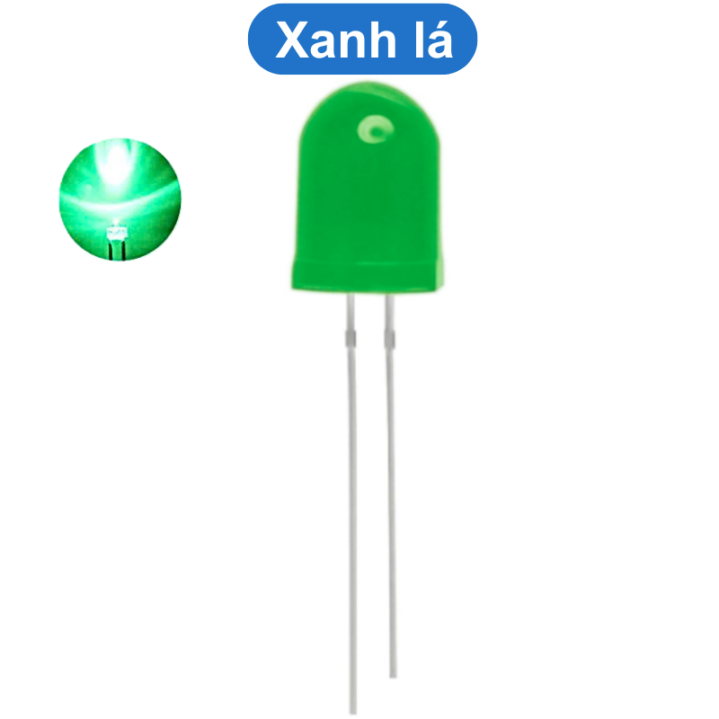 (5 Con) LED 10mm màu (đỏ/vàng/xanh lá/xanh dương)