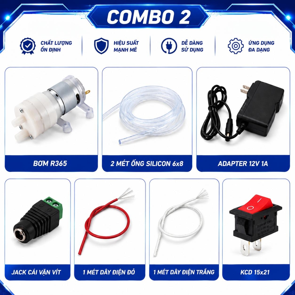 Bơm nước R365 12V cho hồ cá, bơm tưới cây, mô hình Stem