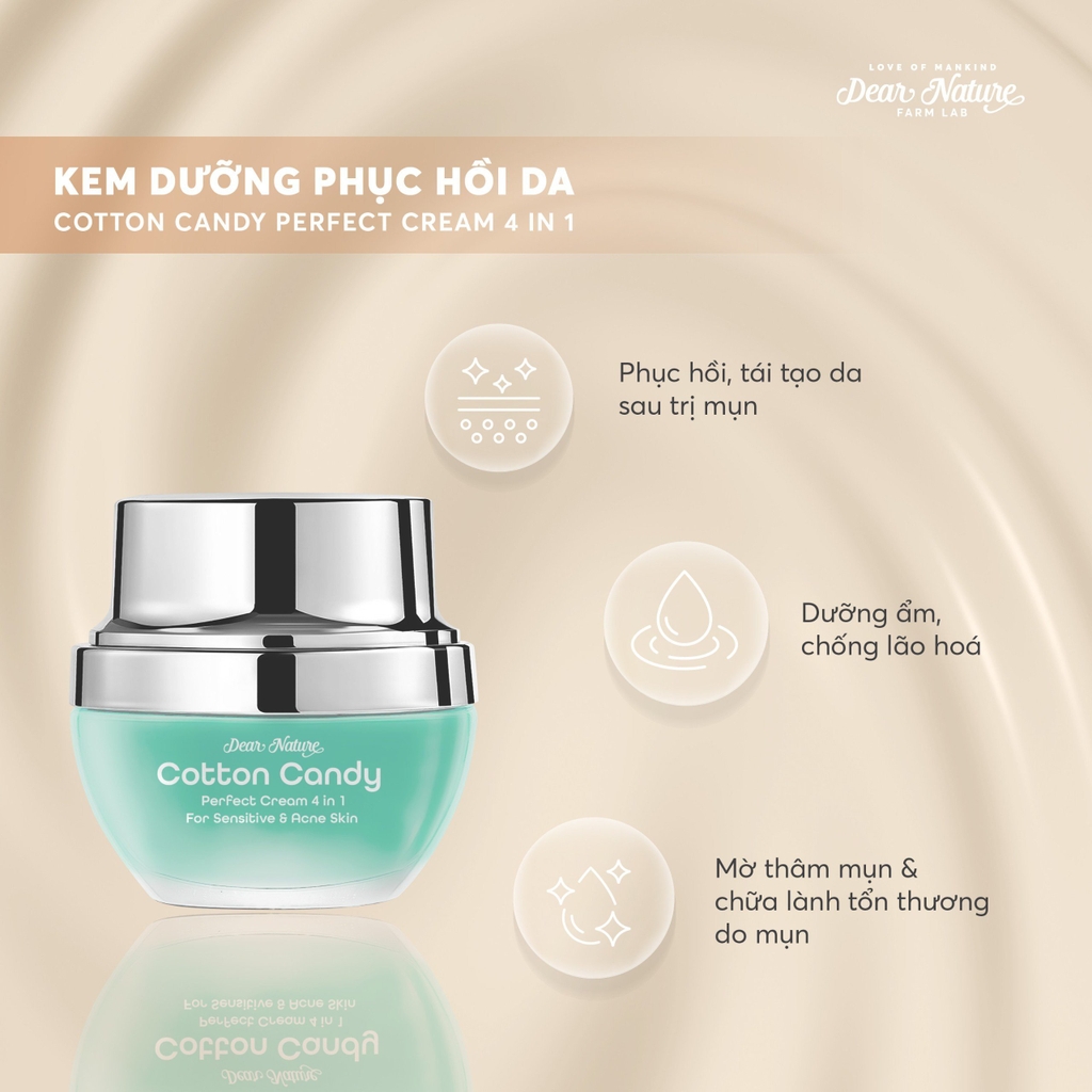 Kem dưỡng da phục hồi Cotton Candy Perfect 4 in 1 Day & Night Cream for Sensitive & Acne Skin 25ml