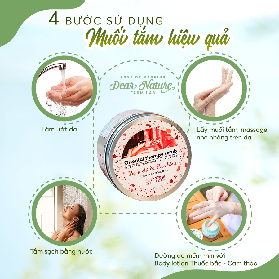 Muối tắm Oriental therapy scrub Bạch chỉ & Hoa hồng