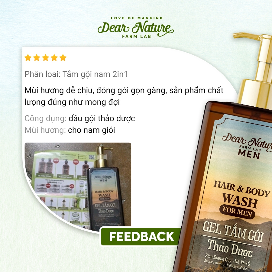 Gel tắm gội thảo dược nam giới