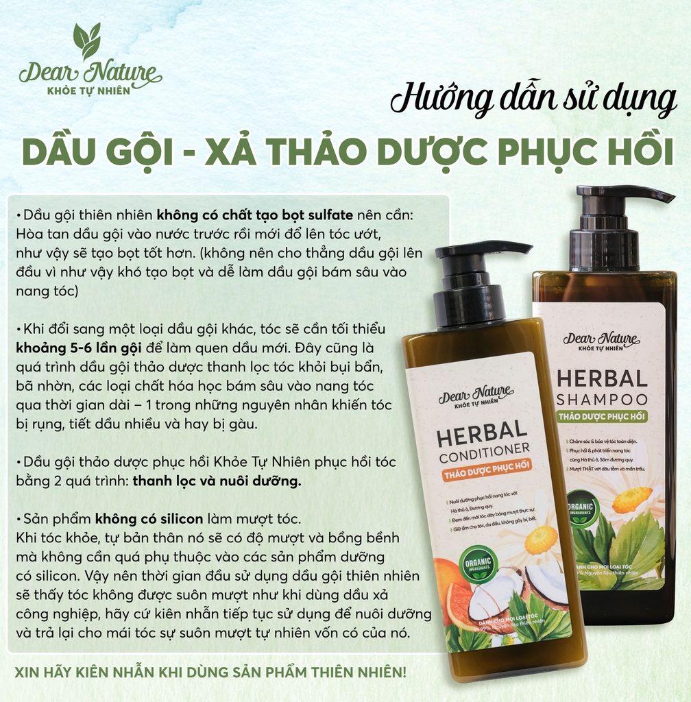 Bộ Dầu Gội & Dầu Xả Herbal Thảo Mộc Phục Hồi