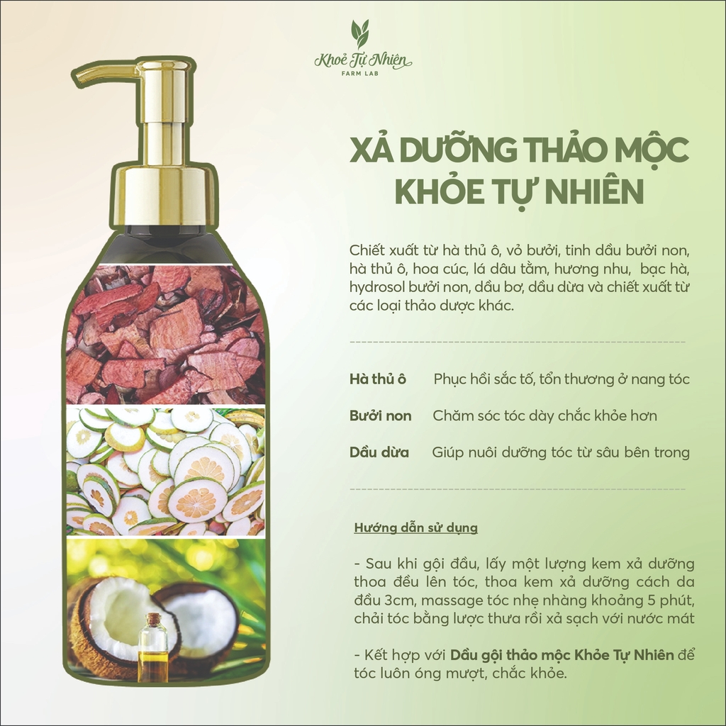 Dầu xả dưỡng tóc thảo dược Khỏe Tự Nhiên