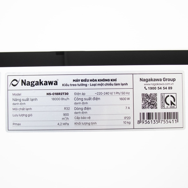 1 way air conditioner Nagakawa NS-C18R2T30 18000 Btu