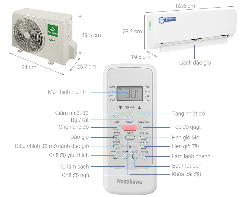 Nagakawa 1-way air conditioner NS-C09R2M09 9000Btu/h