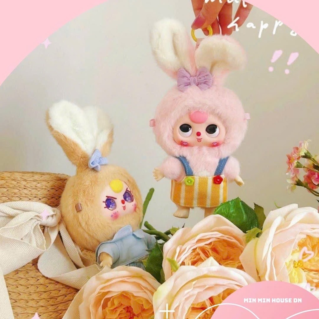 Blind box Baby three BB3 Macaron thỏ nhỏ có móc khóa treo