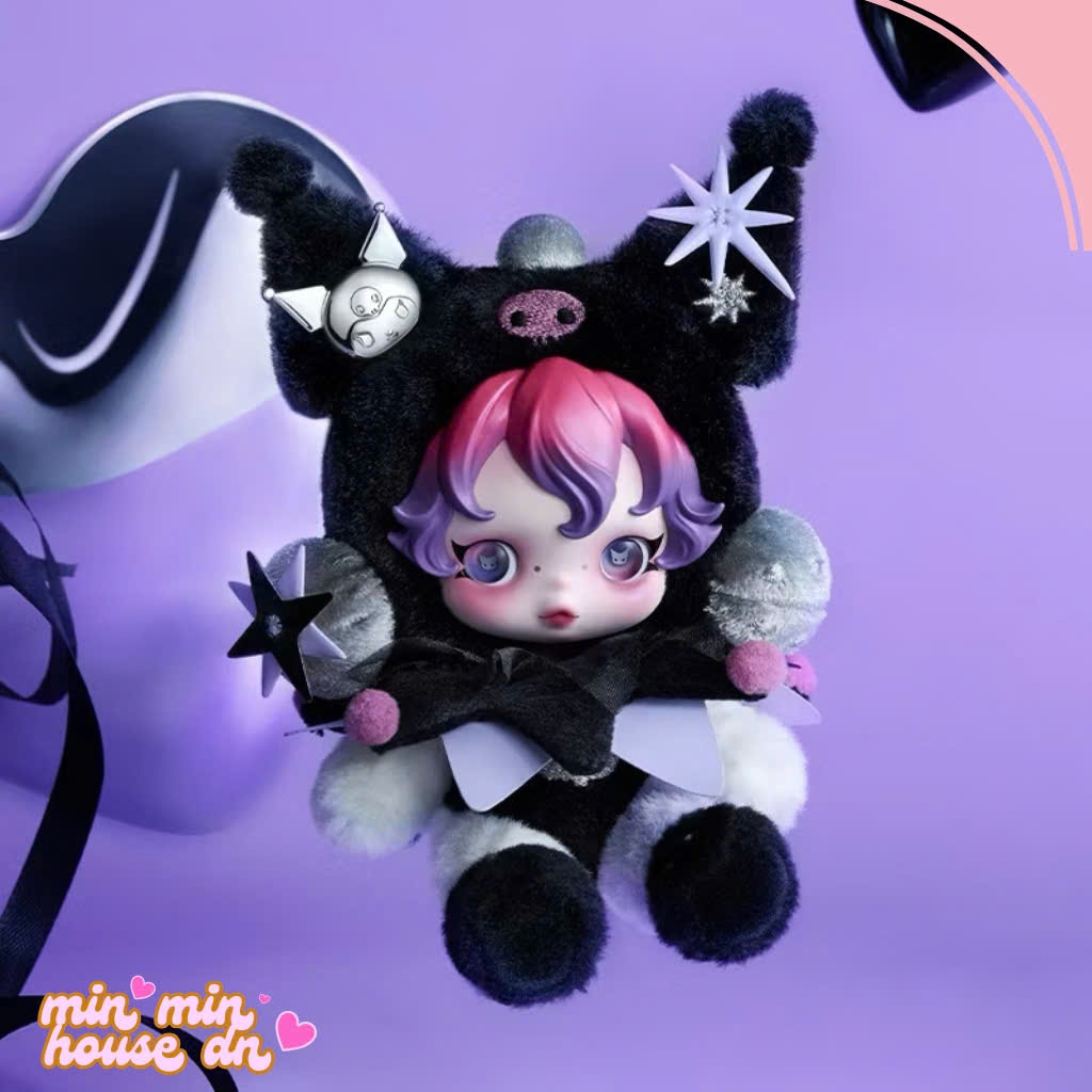 POP MART SKULLPANDA × KUROMI /MY MELODY Plush Action Toys Figure Birthday Gift Kid Toy