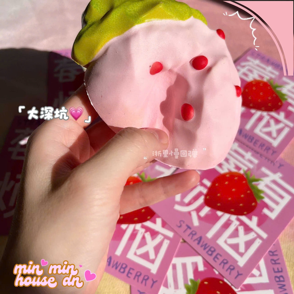 Squishy Trái Dâu Tây 3D Mùa Hè Slow Chậm Tăng Siêu Mềm HT