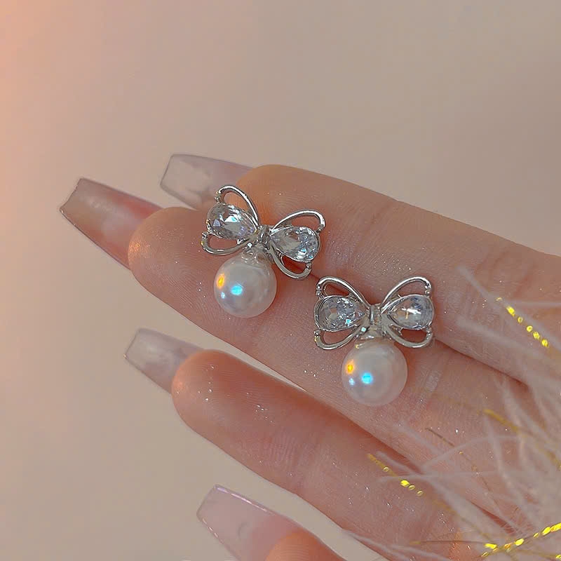 Bông Tai Màu Bạc Nơ Xinh - Chân Bạc s925